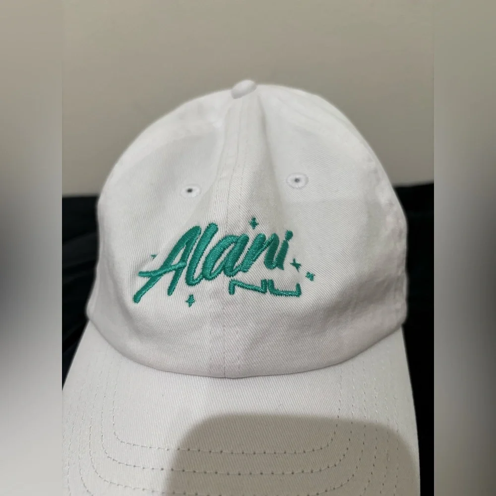 Alani Nu White Baseball Cap with Teal Embroidery